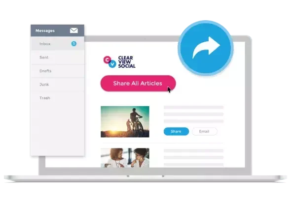 Step2-landscape-landscape (590 x 413) Employees receive email prompts to share approved content in one click.